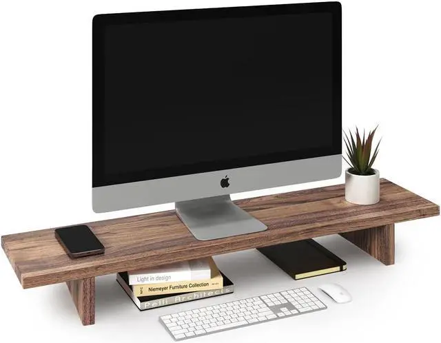 Alt view image 2 of 14 - Desky Monitor Stand - Dark Walnut Rubberwood
