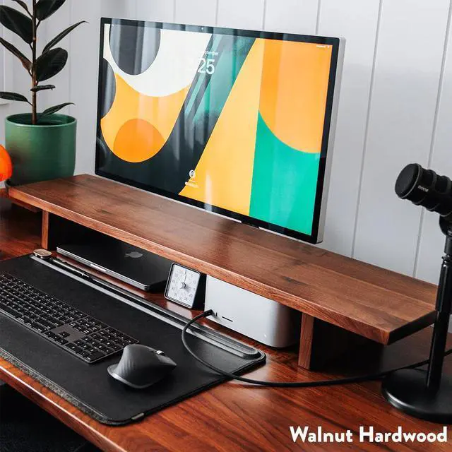 Alt view image 6 of 14 - Desky Monitor Stand - Dark Walnut Rubberwood