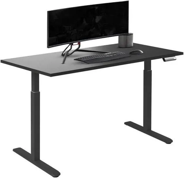 Alt view image 9 of 14 - Desky Single Sit Stand Gaming Desk - White / 59.1 x 29.5 in / Black