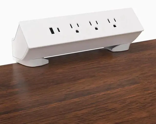 Alt view image 3 of 7 - Desky On Desk Power Rail - White / Connecting Junction