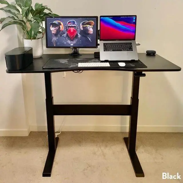 Alt view image 3 of 7 - Desky Air Lift Zero Sit Stand Desk - Black / 57.1 x 28.7 inches / Black