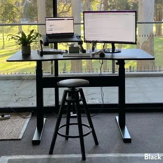 Alt view image 5 of 7 - Desky Air Lift Zero Sit Stand Desk - Black / 57.1 x 28.7 inches / Black