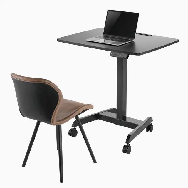 Alt view image 5 of 14 - Desky Single Sit Stand Pedestal Desk - Black