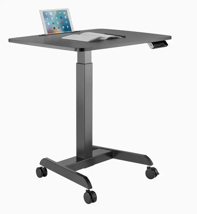 Alt view image 6 of 14 - Desky Single Sit Stand Pedestal Desk - Black