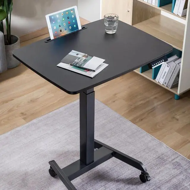 Alt view image 3 of 14 - Desky Single Sit Stand Pedestal Desk - Black