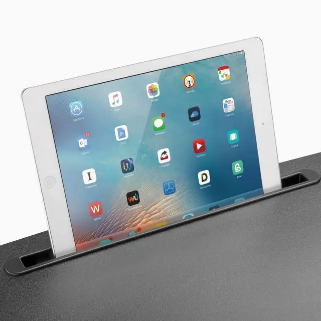 Alt view image 7 of 14 - Desky Single Sit Stand Pedestal Desk - Black