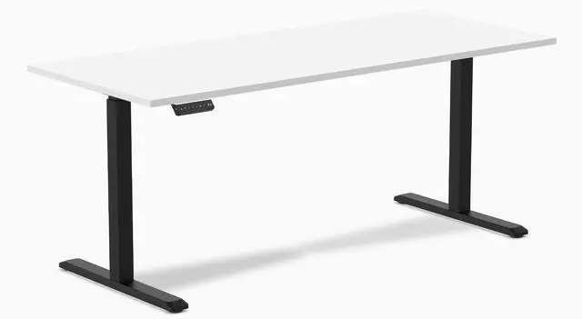 Alt view image 8 of 14 - Desky Single Sit Stand Desk - White / 70.9"x29.5" / Black