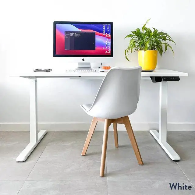 Alt view image 10 of 14 - Desky Single Sit Stand Desk - White / 47.2"x29.5" / Space Gray