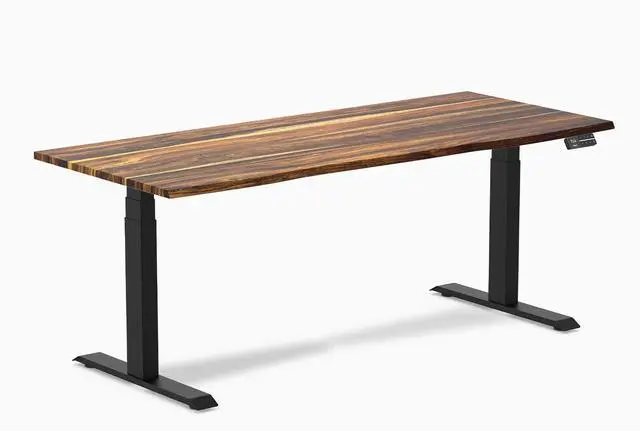 Main image of Desky Dual Hardwood Sit Stand Desk - White Oak / 72 x 30 inches / White