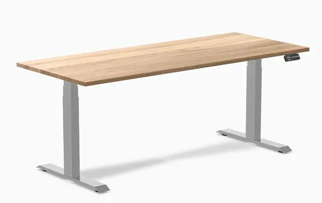 Main image of Desky Dual Hardwood Sit Stand Desk - White Oak / 72 x 30 inches / Grey