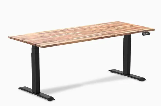 Alt view image 2 of 7 - Desky Dual Softwood Sit Stand Desk - Acacia / 80 x 30 inches / Matte Black