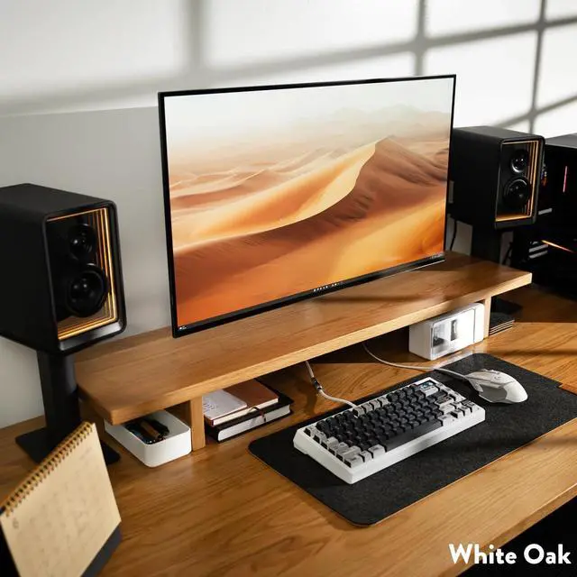 Alt view image 4 of 14 - Desky Monitor Stand - Pheasantwood Hardwood