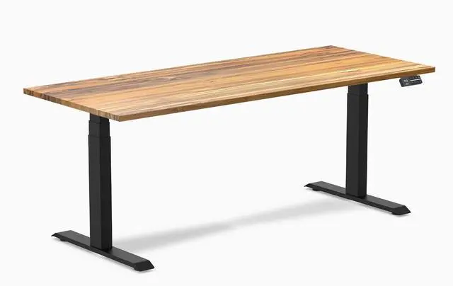 Main image of Desky Dual Hardwood Sit Stand Desk - Teak / 72 x 30 inches / Matte Black