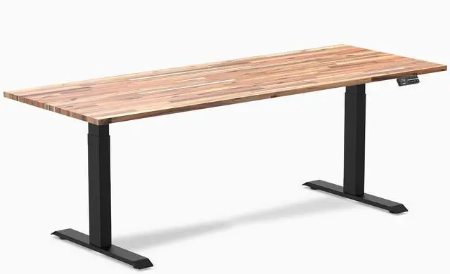 Main image of Desky Dual Softwood Sit Stand Desk - Acacia / 80 x 30 inches / Matte Black