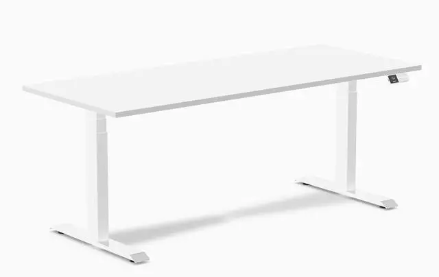 Main image of Desky Dual Laminate Sit Stand Desk - White / 70.9 x 29.5 inches / White