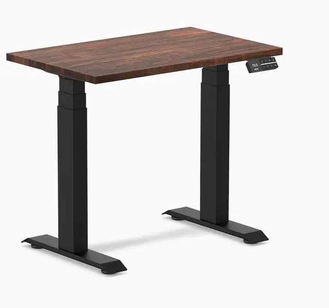 Alt view image 5 of 7 - Desky Dual Mini Softwood Sit Stand Desk - American Rustic Pine / 40 x 24 inches with Grommets / Space Grey