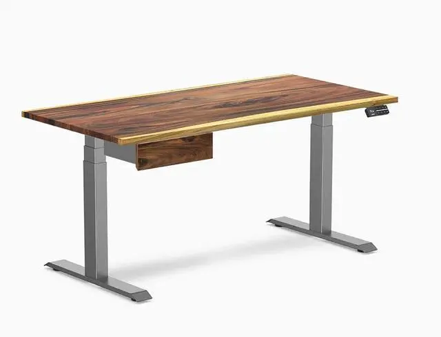Main image of Desky Dual Hardwood Standing Desk With Drawer - Saman / 60 x 30 inches / Space Grey