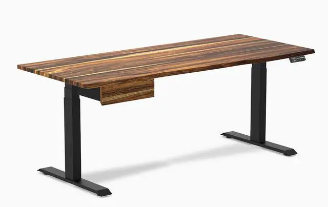 Alt view image 2 of 7 - Desky Dual Hardwood Standing Desk With Drawer - Saman / 60 x 30 inches / Space Grey