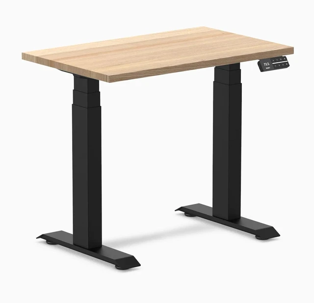 Main image of Desky Dual Mini Hardwood Sit Stand Desk - White Ash / 32 x 20 inches / Matte Black