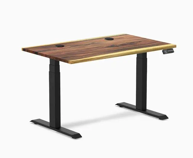 Main image of Desky Dual Hardwood Sit Stand Desk - Saman / 48 x 30 inches with Grommets / Matte Black