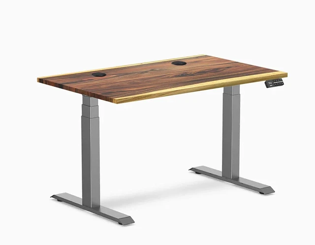 Main image of Desky Dual Hardwood Sit Stand Desk - Saman / 48 x 30 inches with Grommets / Space Grey