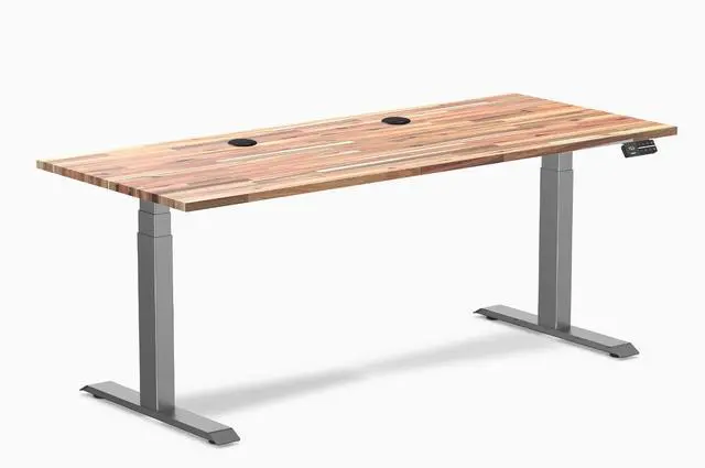 Main image of Desky Dual Softwood Sit Stand Desk - Acacia / 72 x 30 inches with Grommets / Space Grey