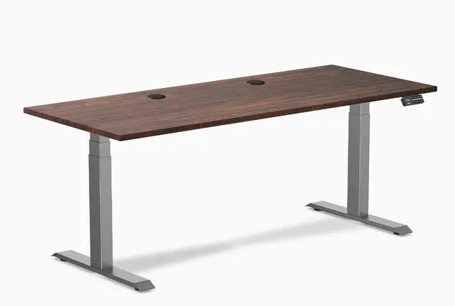 Main image of Desky Dual Softwood Sit Stand Desk - American Rustic Pine / 72 x 30 inches with Grommets / Space Grey