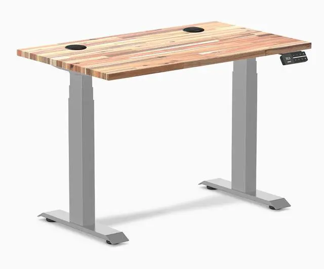 Main image of Desky Dual Mini Softwood Sit Stand Desk - Acacia / 40 x 24 inches with Grommets / Grey