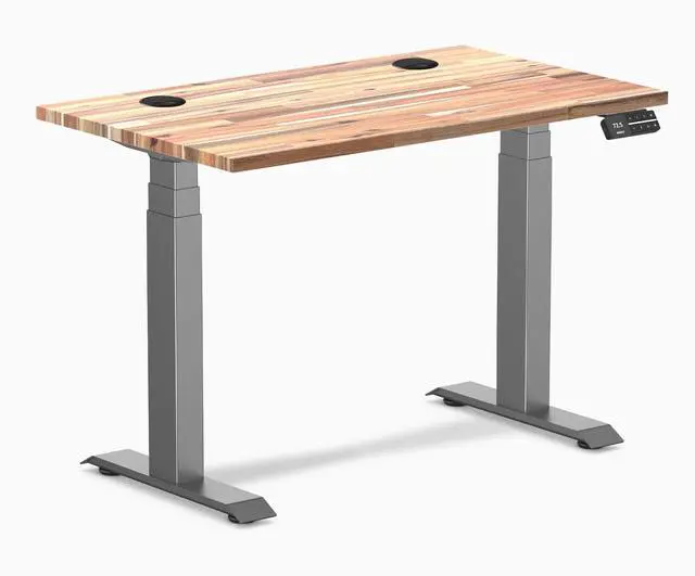 Main image of Desky Dual Mini Softwood Sit Stand Desk - Acacia / 40 x 24 inches with Grommets / Space Grey