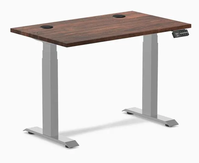 Main image of Desky Dual Mini Softwood Sit Stand Desk - American Rustic Pine / 40 x 24 inches with Grommets / Grey