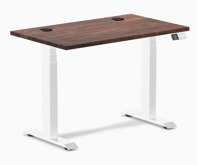 Main image of Desky Dual Mini Softwood Sit Stand Desk - American Rustic Pine / 40 x 24 inches with Grommets / White