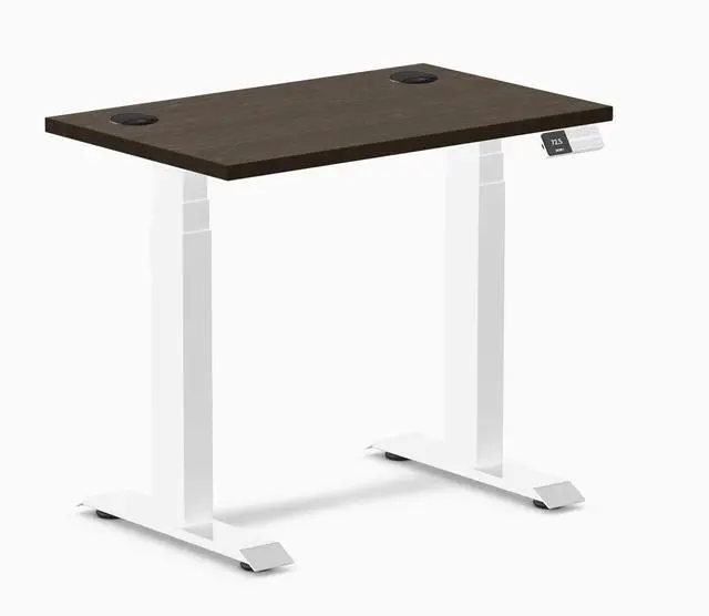 Main image of Desky Dual Mini Bamboo Sit Stand Desk - Dark Bamboo / 32 x 20 inches with Grommets / White