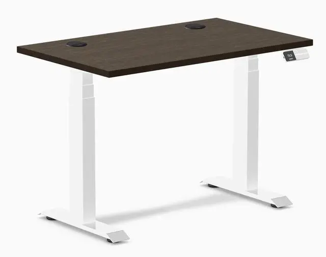 Main image of Desky Dual Mini Bamboo Sit Stand Desk - Dark Bamboo / 40 x 24 inches with Grommets / White