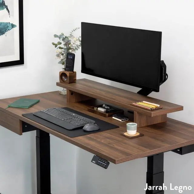 Alt view image 7 of 7 - Desky Dual Laminate Sit Stand Desk - Black / 47.2 x 29.5 in / White