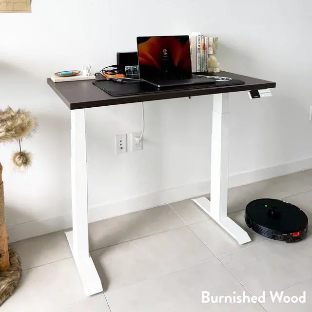 Alt view image 11 of 13 - Desky Dual Mini Sit Stand Desk - Classic Oak / 32 x 20 in with Grommets / Space Gray