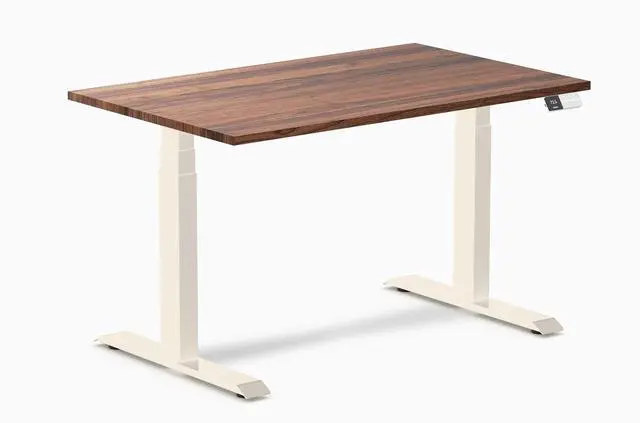 Main image of Desky Dual Hardwood Sit Stand Desk - Walnut / 48 x 30 inches / Wheat