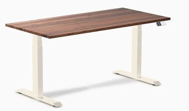 Main image of Desky Dual Hardwood Sit Stand Desk - Walnut / 60 x 30 inches / Wheat
