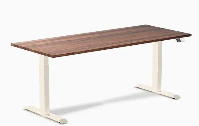 Main image of Desky Dual Hardwood Sit Stand Desk - Walnut / 72 x 30 inches / Wheat