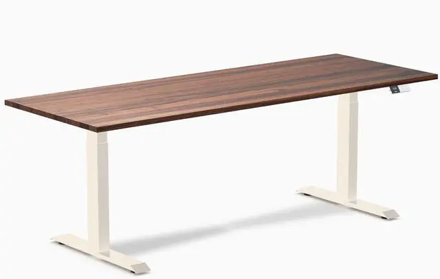 Main image of Desky Dual Hardwood Sit Stand Desk - Walnut / 80 x 30 inches / Wheat