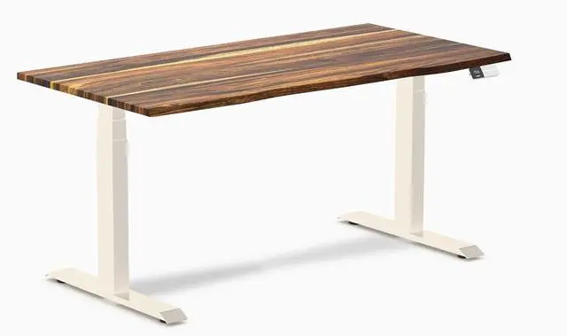 Main image of Desky Dual Hardwood Sit Stand Desk - Pheasantwood / 60 x 30 inches / Wheat