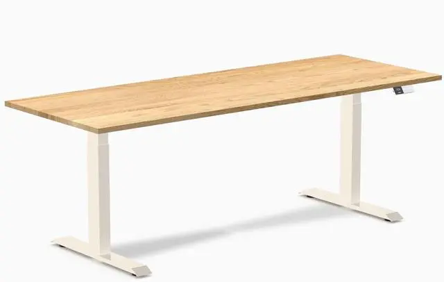 Main image of Desky Dual Hardwood Sit Stand Desk - White Oak / 80 x 30 inches / Wheat