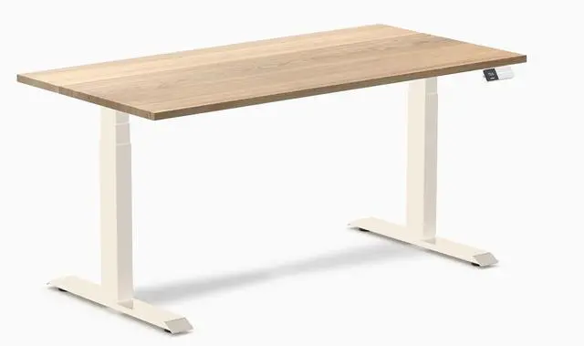 Main image of Desky Dual Hardwood Sit Stand Desk - White Ash / 60 x 30 inches / Wheat