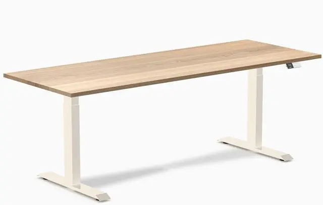 Main image of Desky Dual Hardwood Sit Stand Desk - White Ash / 80 x 30 inches / Wheat