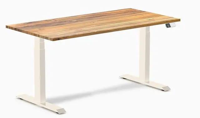 Main image of Desky Dual Hardwood Sit Stand Desk - Teak / 60 x 30 inches / Wheat