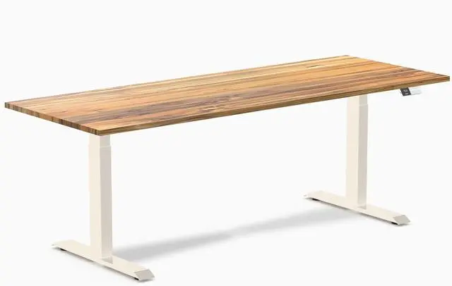 Main image of Desky Dual Hardwood Sit Stand Desk - Teak / 80 x 30 inches / Wheat
