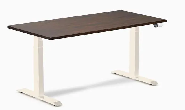 Main image of Desky Dual Rubberwood Sit Stand Desk - Dark Walnut / 60 x 30 inches / Wheat