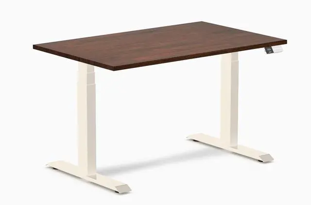 Main image of Desky Dual Rubberwood Sit Stand Desk - Red Walnut / 48 x 30 inches / Wheat
