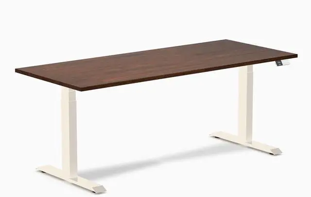 Main image of Desky Dual Rubberwood Sit Stand Desk - Red Walnut / 72 x 30 inches / Wheat