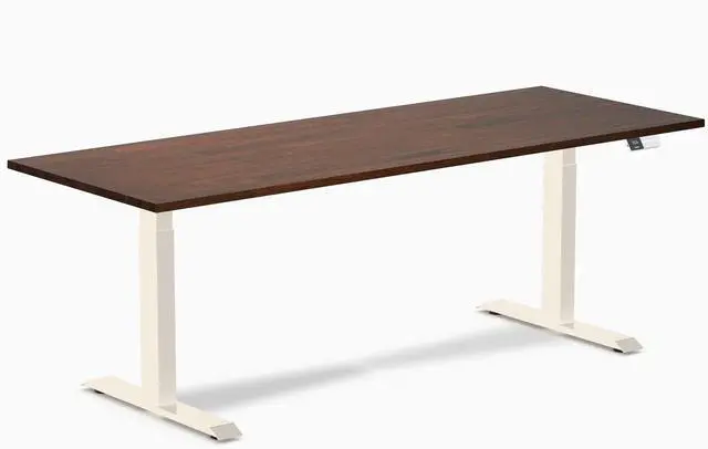 Main image of Desky Dual Rubberwood Sit Stand Desk - Red Walnut / 80 x 30 inches / Wheat