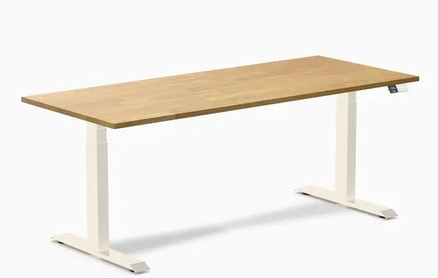Main image of Desky Dual Rubberwood Sit Stand Desk - Light Oak / 72 x 30 inches / Wheat